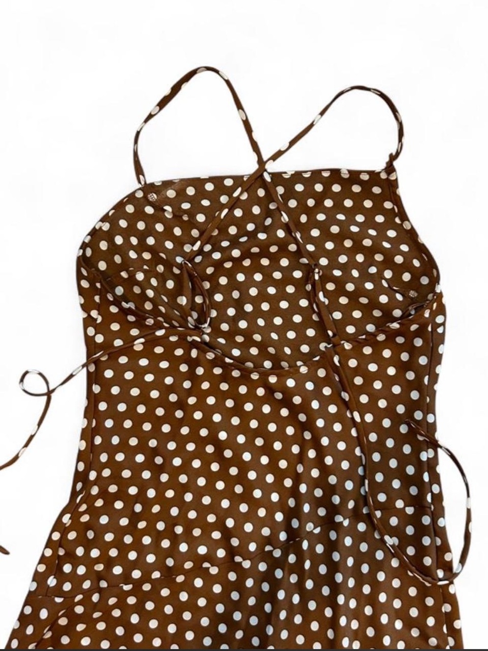 Astr Brown Polka Dot Midi Slip Dress - Picture 7 of 8